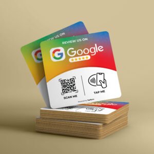 Plaque Avis Google NFC/QR (10x10 cm) - Noir & Blanc